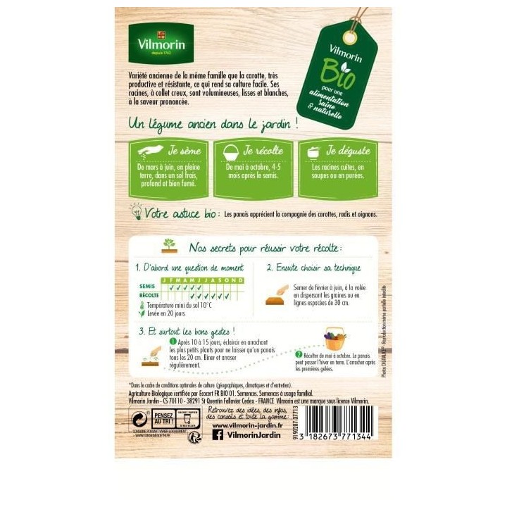 Panais de Guernesey bio Vilmorin