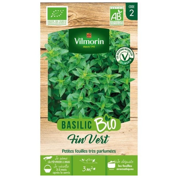 Basilic fin vert bio Vilmorin
