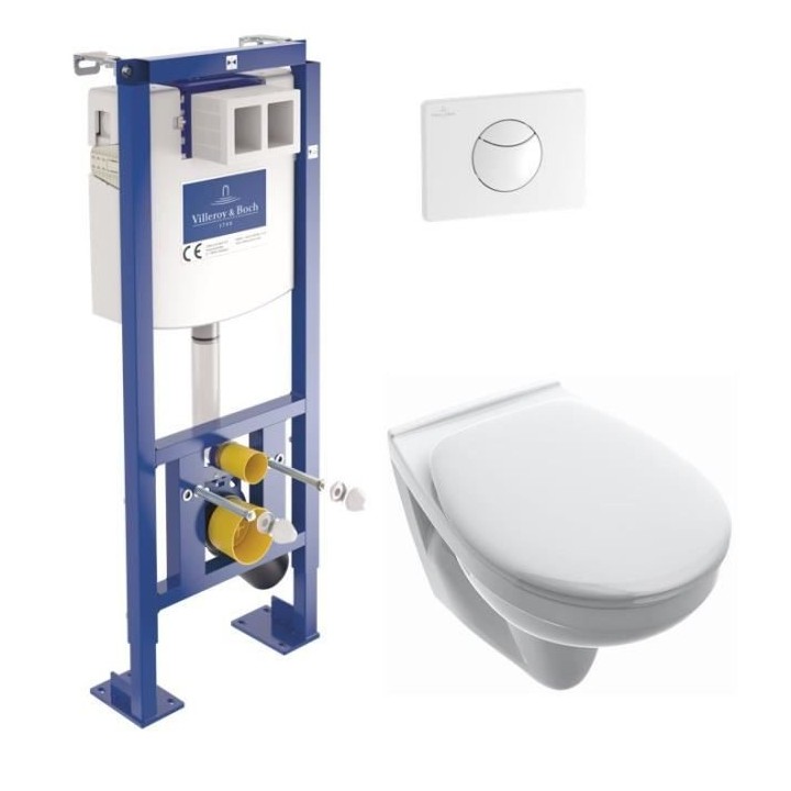 VILLEROY & BOCH Pack complet WC suspendu bride fermée avec bati suppo
