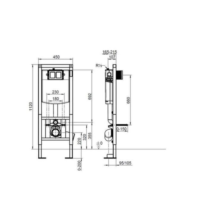 VILLEROY & BOCH Pack complet WC suspendu bride fermée avec bati suppo