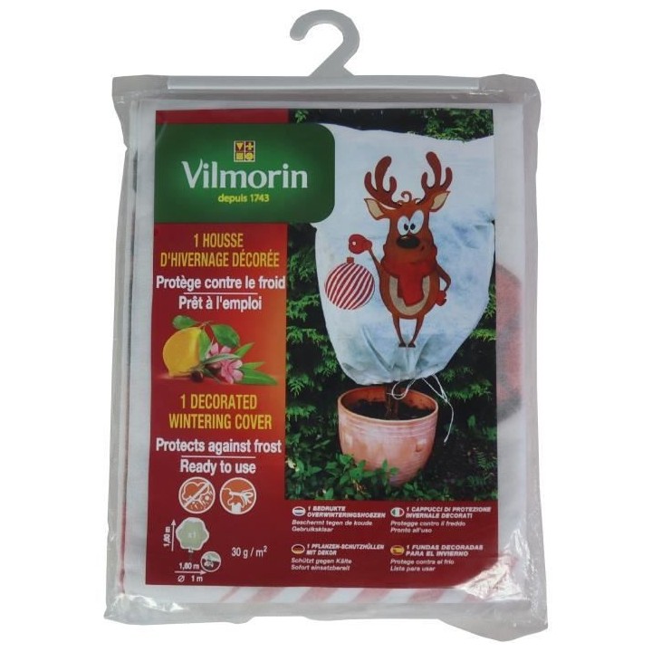 HOUSSE D'HIVERNAGE 1,60 m x 1,60 m- PP - 30 g/m² - Décor Renne VILMO