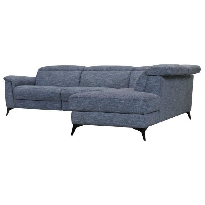 Canapé d'angle droit relax électrique - MELBOURNE - Tissu bleu clair