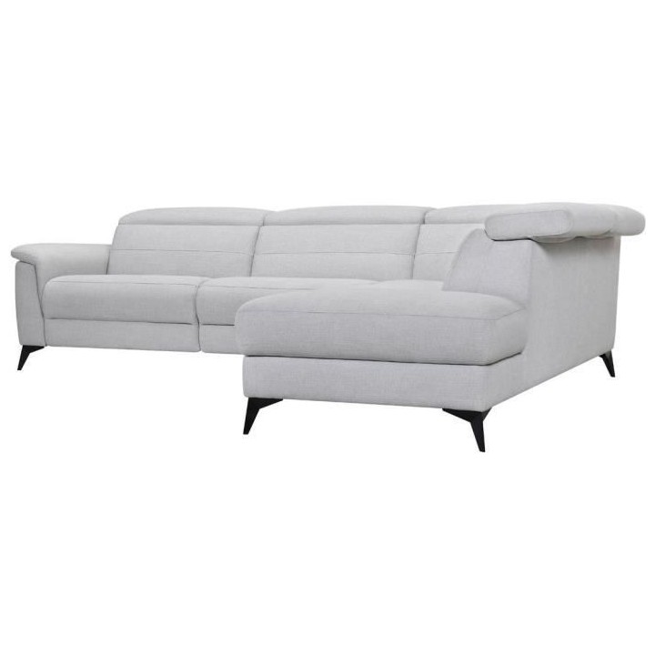 Canapé d'angle droit relax électrique - MELBOURNE - Tissu gris - L 2