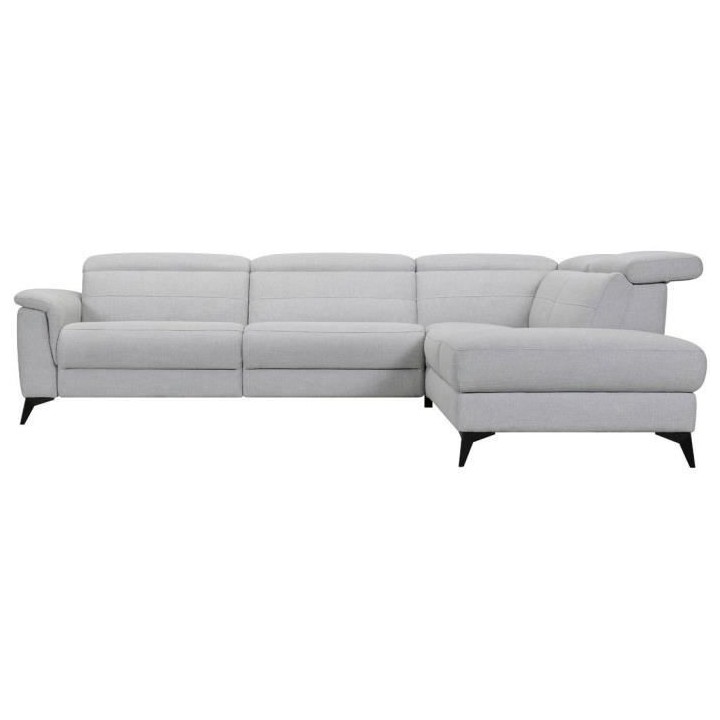 Canapé d'angle droit relax électrique - MELBOURNE - Tissu gris - L 2