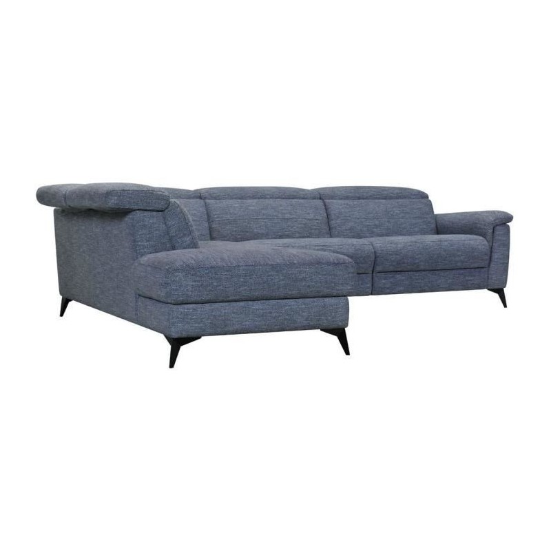 Canapé d'angle gauche relax électrique - MELBOURNE - Tissu bleu clair - L 292 x P 232 x H 99 cm