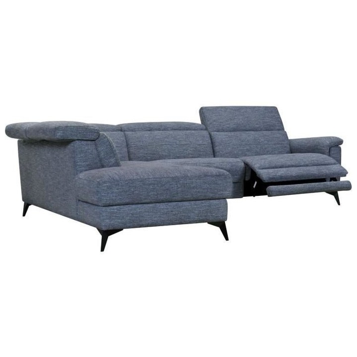 Canapé d'angle gauche relax électrique - MELBOURNE - Tissu bleu clai