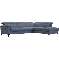 Canapé d'angle gauche relax électrique - MELBOURNE - Tissu bleu clair - L 292 x P 232 x H 99 cm