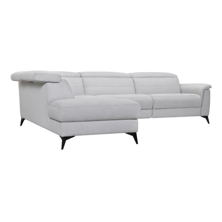 Canapé d'angle gauche relax électrique - MELBOURNE - Tissu gris - L