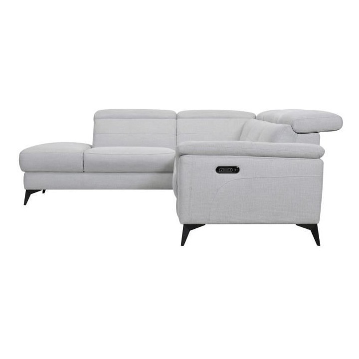 Canapé d'angle gauche relax électrique - MELBOURNE - Tissu gris - L