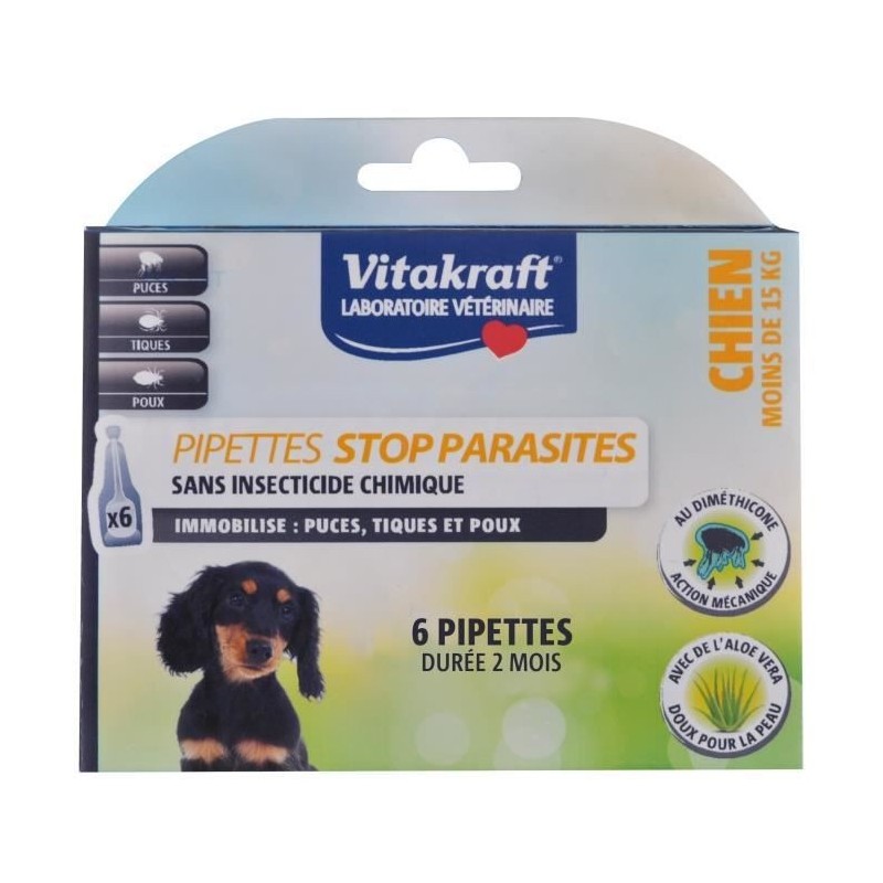 VITAKRAFT Pipettes stop parasites Diméthicone - Chien moins de 15 kg