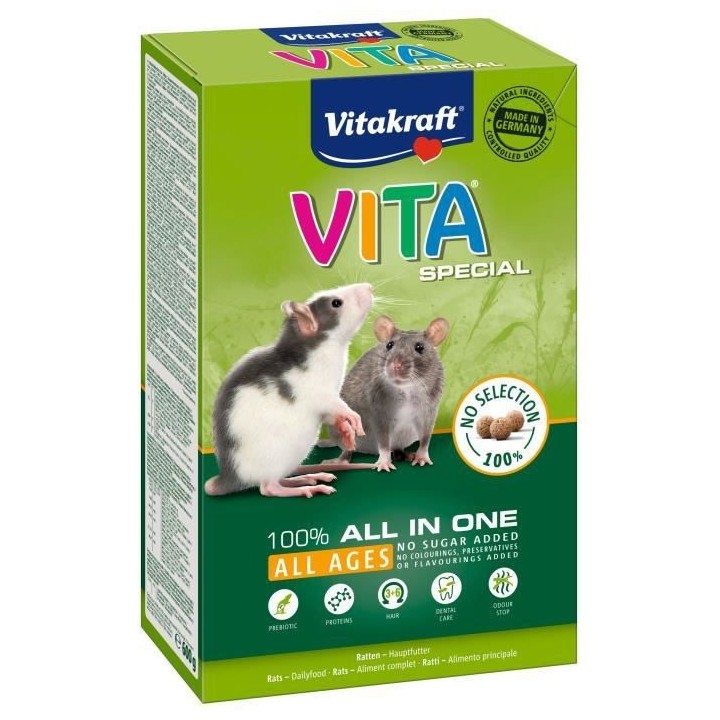 VITAKRAFT Vita Special Alimentation complete pour Rats - Lot de 5x600g