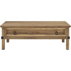 Table basse 1 tiroir - Bois massif - L 114 x P 70 x H 40 cm - VITO