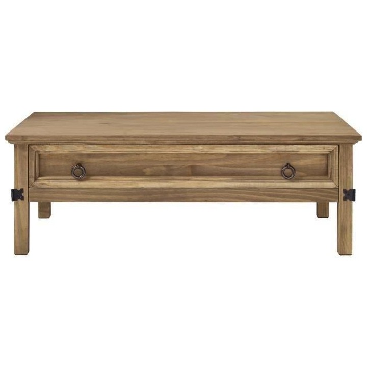 Table basse 1 tiroir - Bois massif - L 114 x P 70 x H 40 cm - VITO