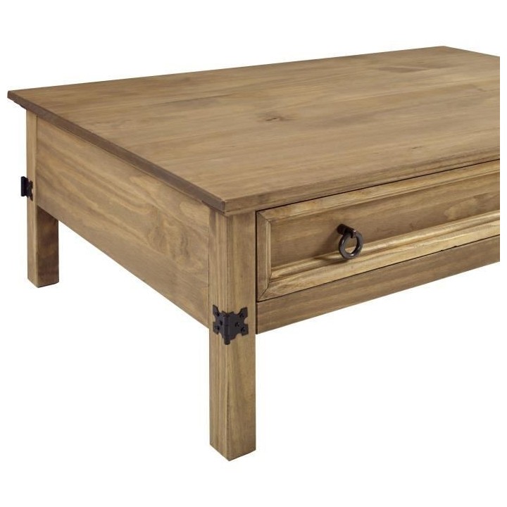 Table basse 1 tiroir - Bois massif - L 114 x P 70 x H 40 cm - VITO