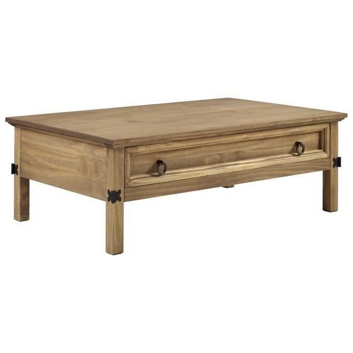 Table basse 1 tiroir - Bois massif - L 114 x P 70 x H 40 cm - VITO