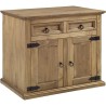 Petit Buffet 2 portes 2 tiroirs - Bois massif - L 100 x P 48 x H 80,5 cm - VITO