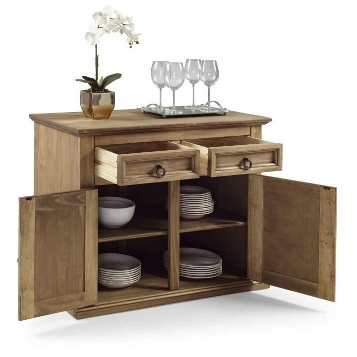 Petit Buffet 2 portes 2 tiroirs - Bois massif - L 100 x P 48 x H 80,5