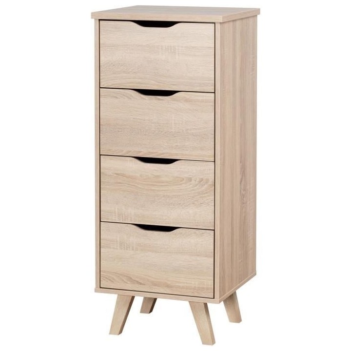 VANKKA Chiffonnier 4 tiroirs - Décor chene Sonoma - L 45 x P 42 x H 1