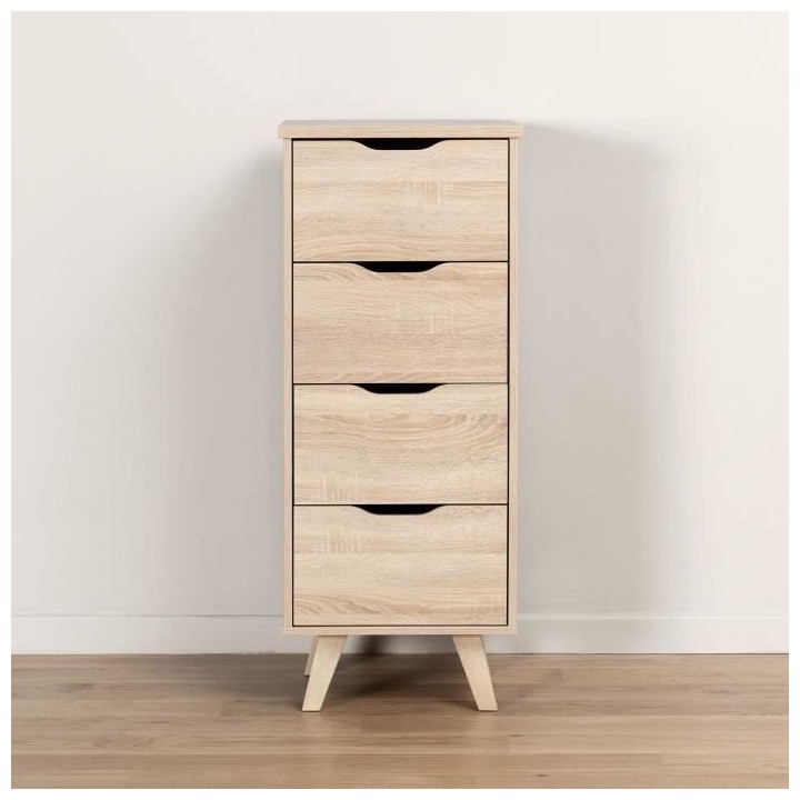 VANKKA Chiffonnier 4 tiroirs - Décor chene Sonoma - L 45 x P 42 x H 1