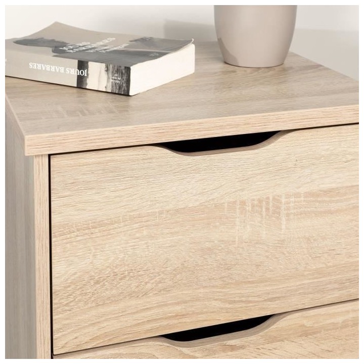VANKKA Chiffonnier 4 tiroirs - Décor chene Sonoma - L 45 x P 42 x H 1