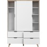 Armoire 2 portes + 4 tiroirs - Décor chene et blanc - L 139,4 x P 52,7 x H 201,5 cm - VANKKA