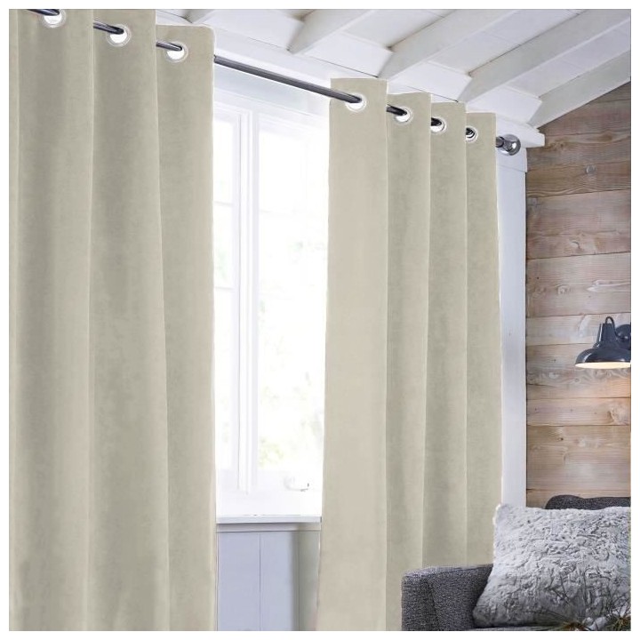 Rideau sueden 100% Polyester - Beige clair - 140x250 cm