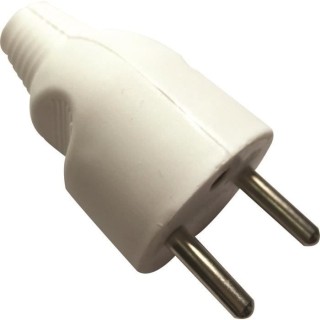 VOLTMAN Fiche électrique mâle 2P+T Sortie droite Blanche