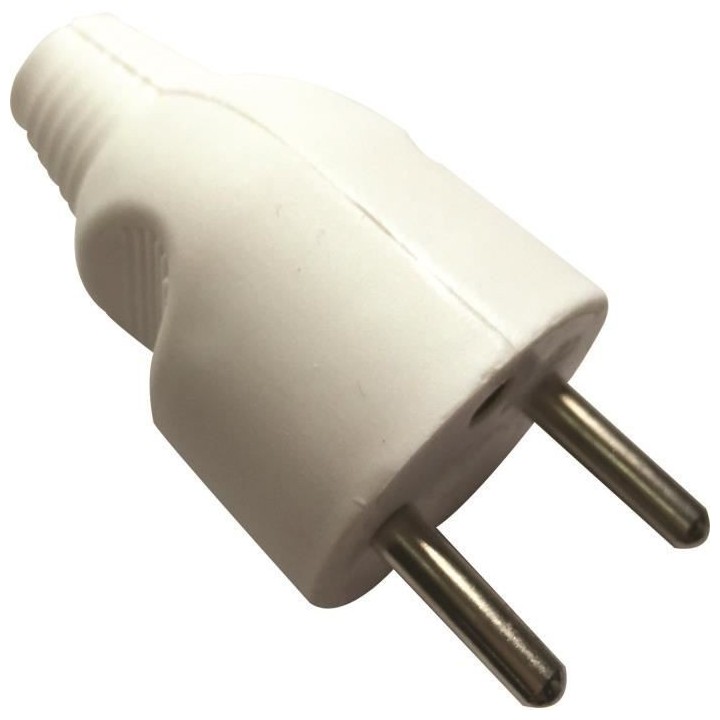 VOLTMAN Fiche électrique mâle 2P+T Sortie droite Blanche