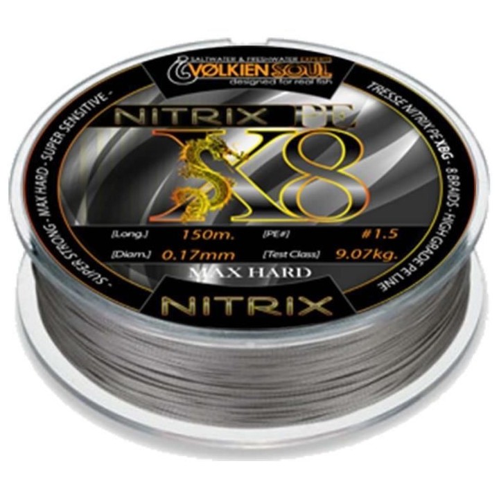 VOLKIEN Soul - FILS TRESSE PE X8 - 150M - 0,20mm -10,88kg - 24lbs - 8