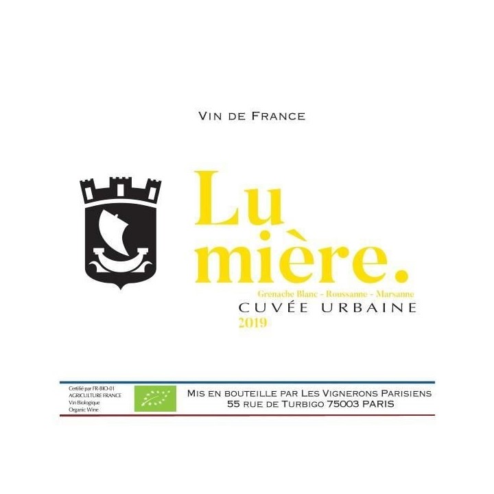 Les Vignerons Parisiens Cuvée Urbaine Lumiere - Vin de France blanc -