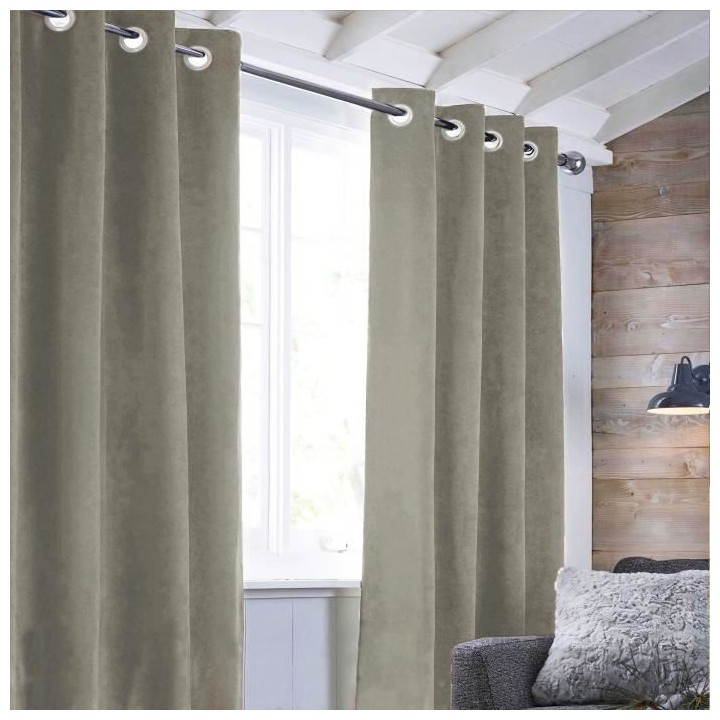Rideau sueden 100% Polyester - Taupe - 140x250 cm
