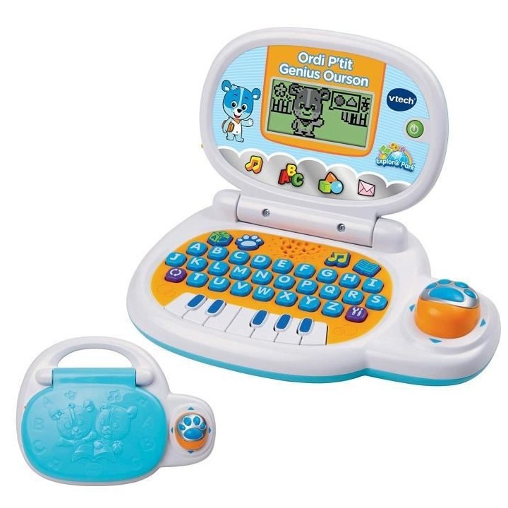 VTECH - Ordi P'tit Genius Ourson - Bleu - Ordinateur Éducatif Enfant