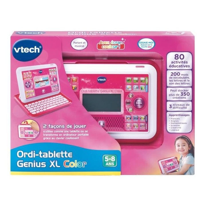 VTECH - Genius XL Color - Ordi-Tablette Enfant - Rose