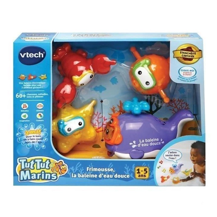VTECH BABY - Jouet de Bain - Frimousse, La Baleine D'Eau Douce