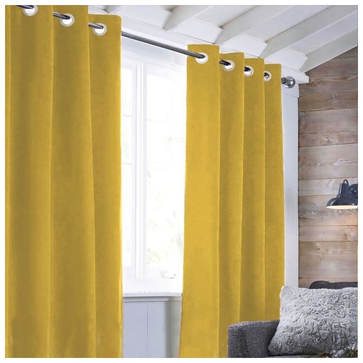 Rideau sueden 100% Polyester - Jaune - 140x250 cm
