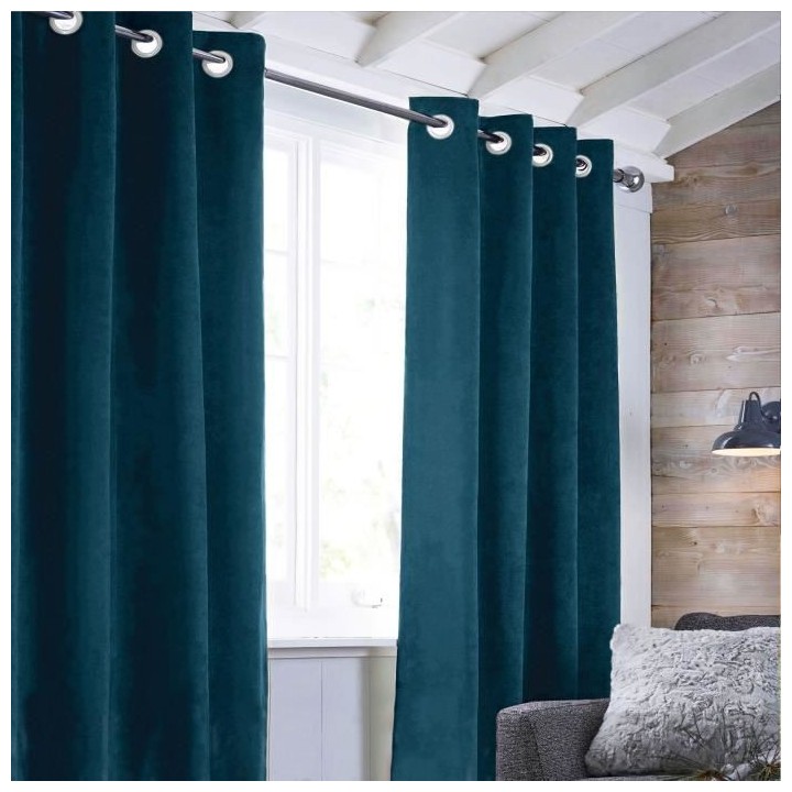 Rideau sueden 100% Polyester - Bleu intense - 140x250 cm
