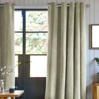 Rideau velours 100% Polyester - Beige clair 140x250 cm