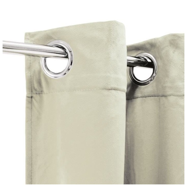 Rideau velours 100% Polyester - Beige clair 140x250 cm