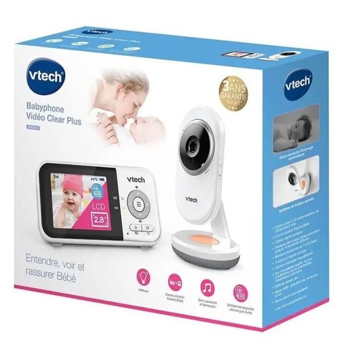 VTECH - Babyphone Vidéo Clear Plus (Écran 2.8) - BM3254