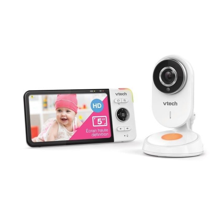 VTECH - Babyphone Vidéo Wide View HD (Écran 5 Ultra Plat HD - Veille