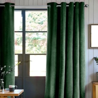 Rideau velours 100% Polyester - Vert foncé - 140x250 cm