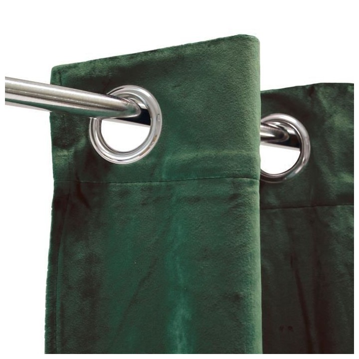 Rideau velours 100% Polyester - Vert foncé - 140x250 cm