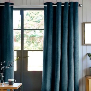 Rideau velours 100% Polyester - Bleu intense - 140x250 cm