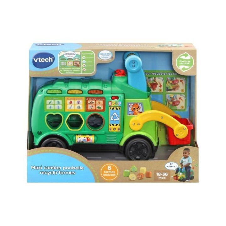 VTECH BABY - Porteur Maxi Camion Poubelle Recyclo'Formes
