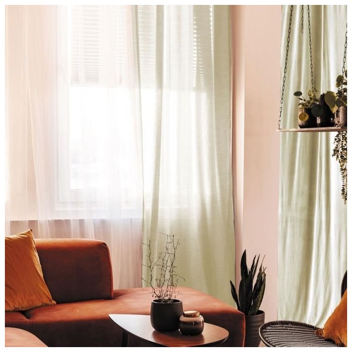 Voilage 100% coton - Beige clair - 105x250 cm