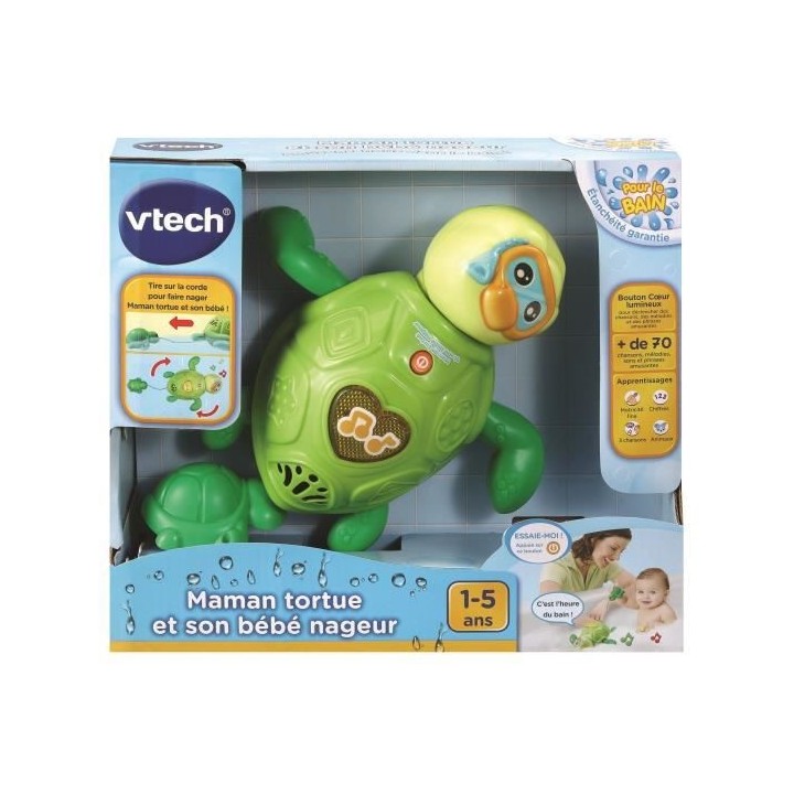 VTECH BABY - Jouet de Bain - Maman Tortue et son Bébé Nageur