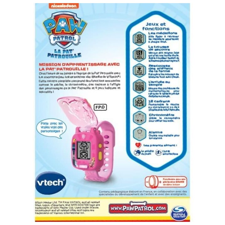 VTECH - PAT PATROUILLE - La Montre-Jeu Interactive de Stella