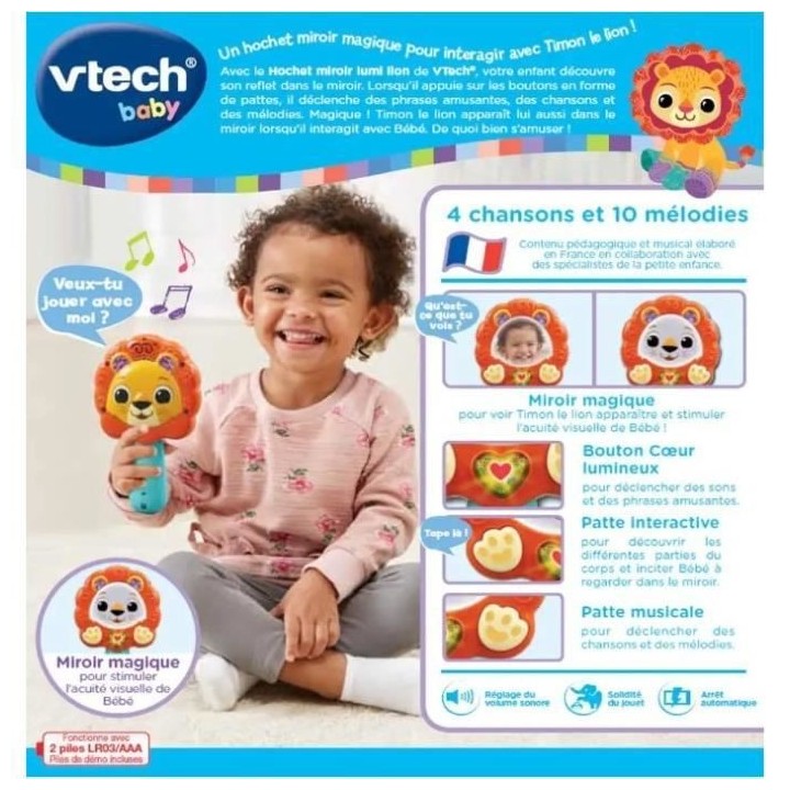 VTECH BABY - Hochet Miroir Lumi Lion