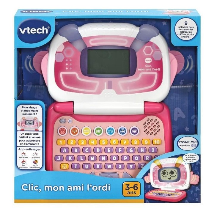 VTECH - Clic, mon Ami l'Ordi - Rose - Ordinateur Éducatif Enfant