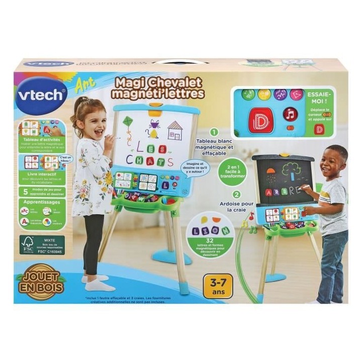 VTECH - Magi Chevalet Magneti'lettres 3 en 1 - Jouet Bois FSC